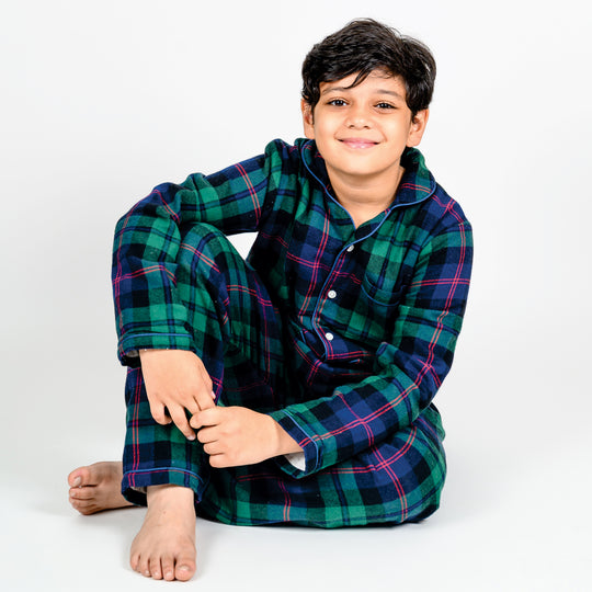 Athens Green Check Winter Nightsuit