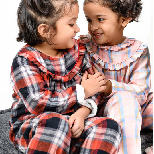 Oakland Plaid Winter Nightsuit - Girls