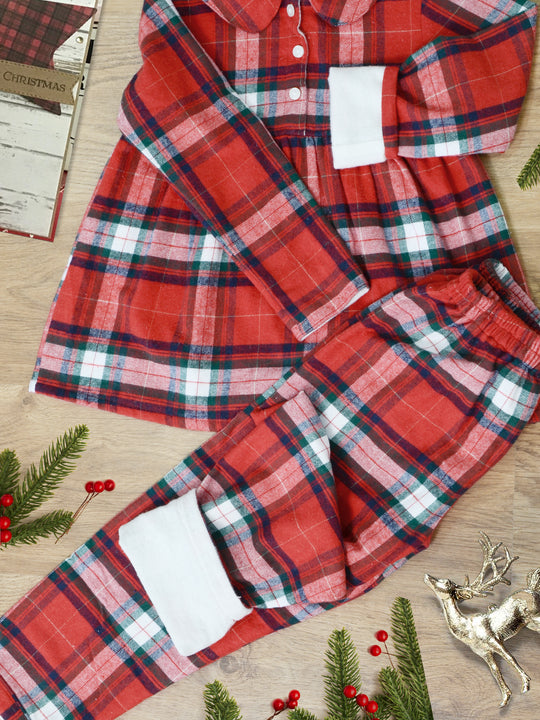 Scotland Red Girl's Winter Nightsuit