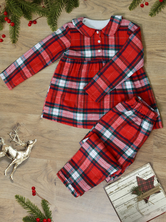 Scotland Red Girl's Winter Nightsuit
