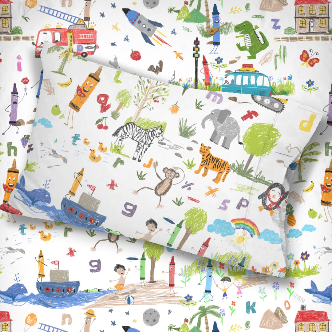 Crayon Frenzy Kids Organic Cotton Pillowcase