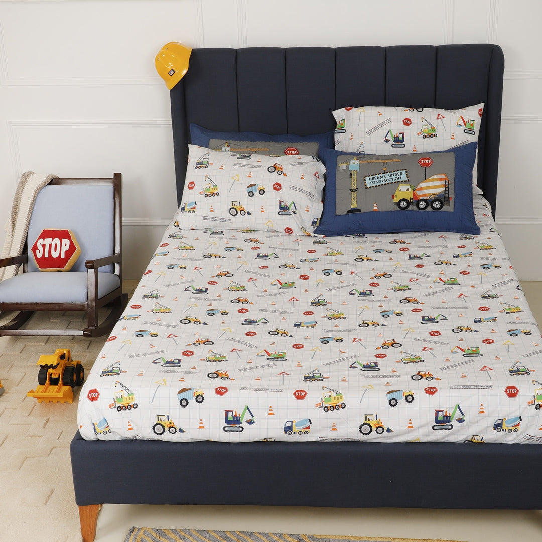 Dreams Under Construction Organic Cotton Kids Bedsheet