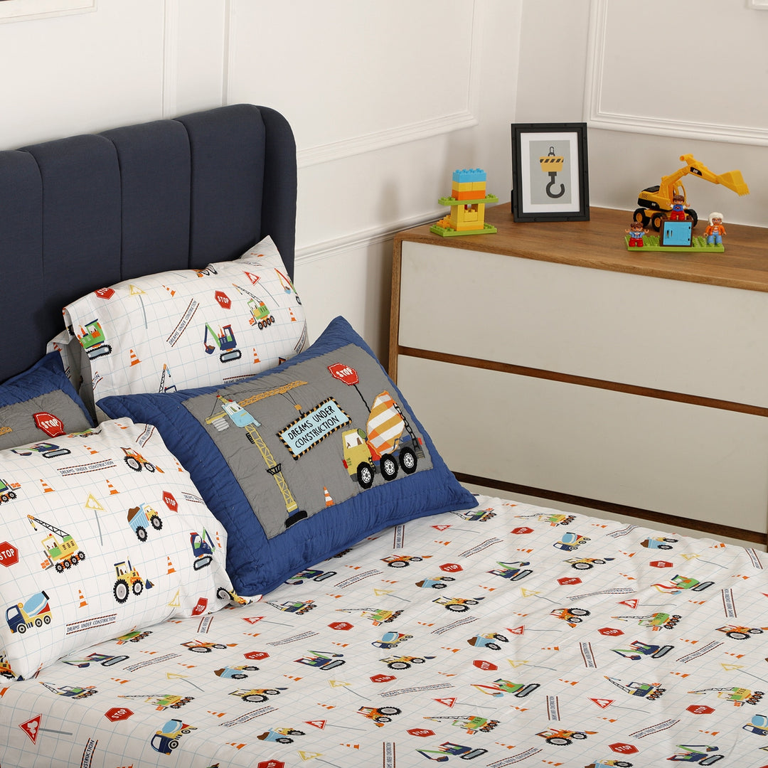 Dreams Under Construction Organic Cotton Kids Bedsheet