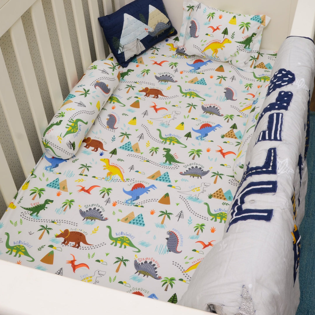 Dinosaur Park Organic Cotton Fitted Sheet