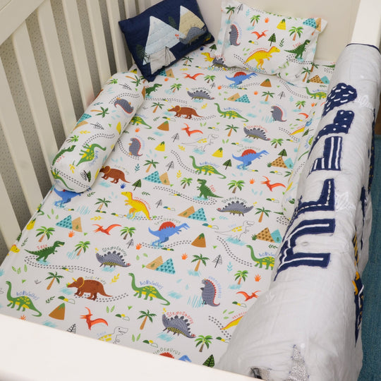 Dinosaur Park Organic Cotton Fitted Sheet