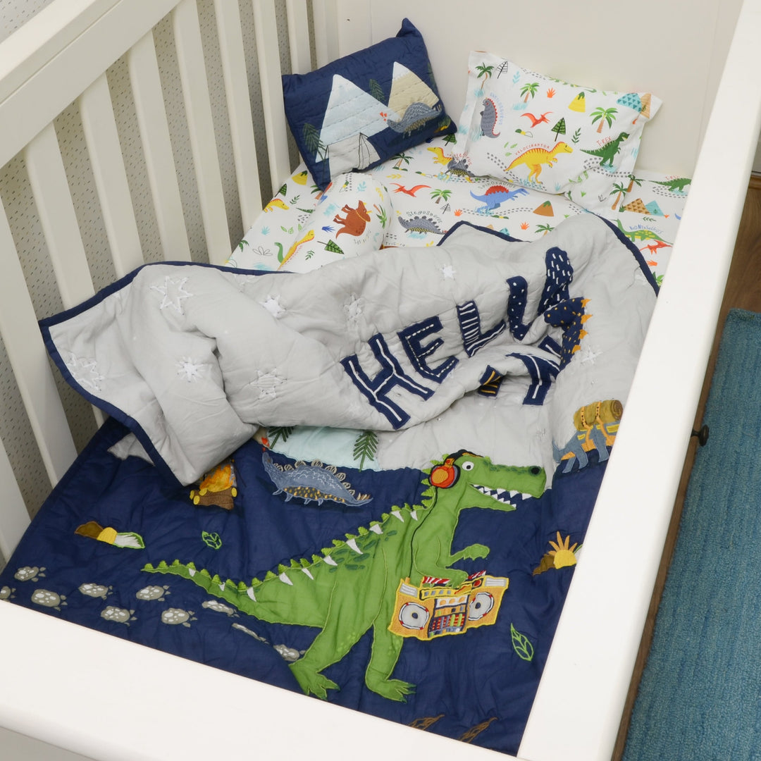 Dinosaur Park Organic Cotton Cot Quilt
