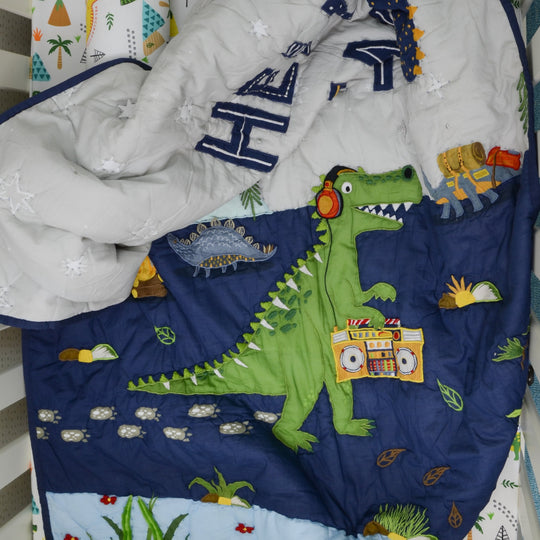 Dinosaur Park Organic Cotton Cot Quilt