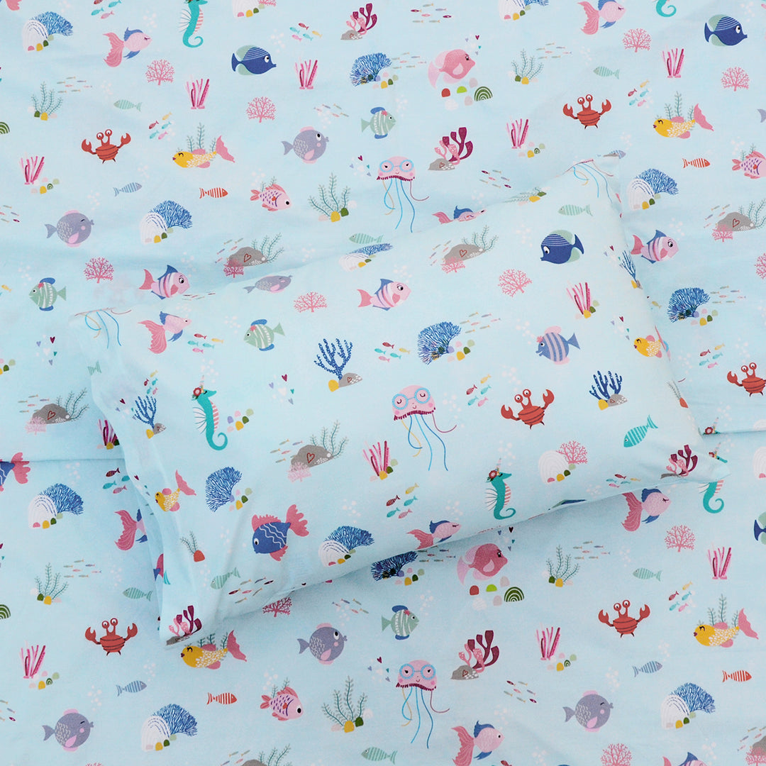 Mermaid Tea Party Organic Cotton Pillow Case