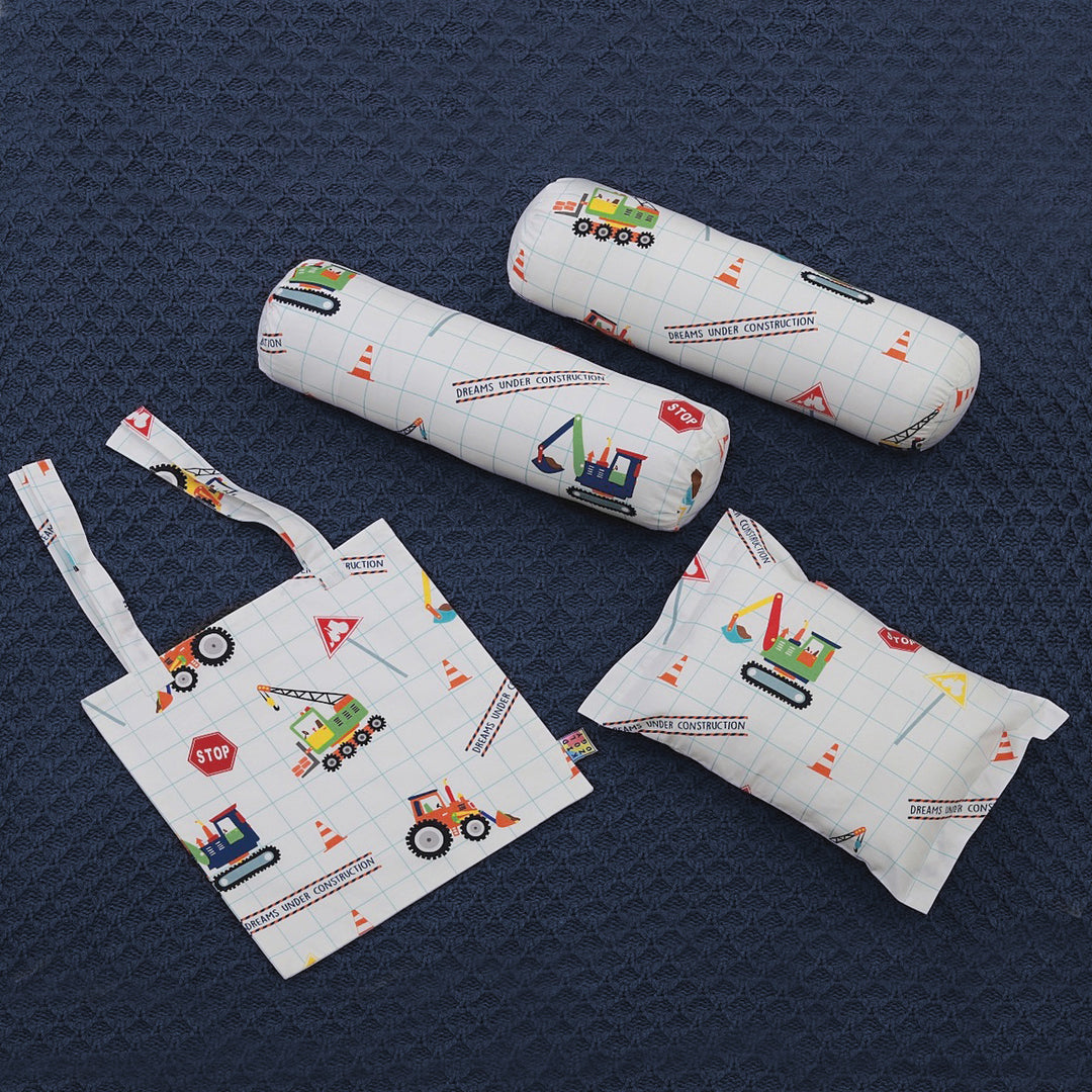 Dreams Under Construction Pillow, Bolster & Diaper Pouch Set