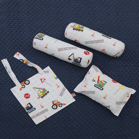 Dreams Under Construction Pillow, Bolster & Diaper Pouch Set