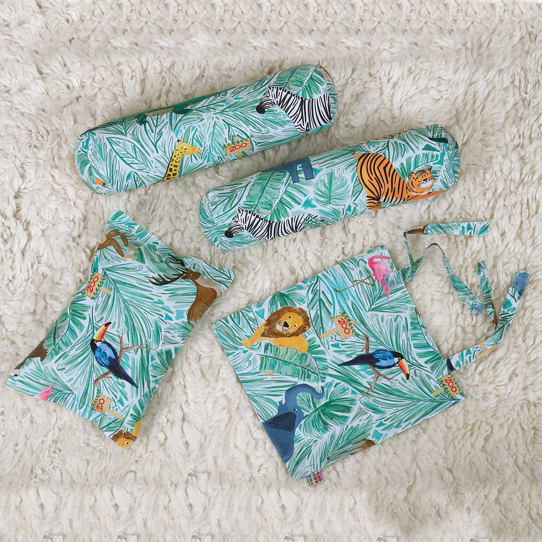 Jungle Safari Pillow, Bolster & Diaper Bag Set