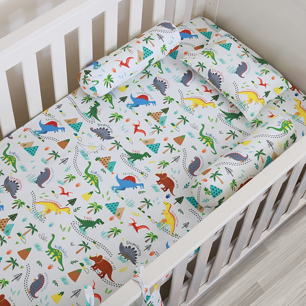 Dinosaur Park Organic Cotton Fitted Sheet