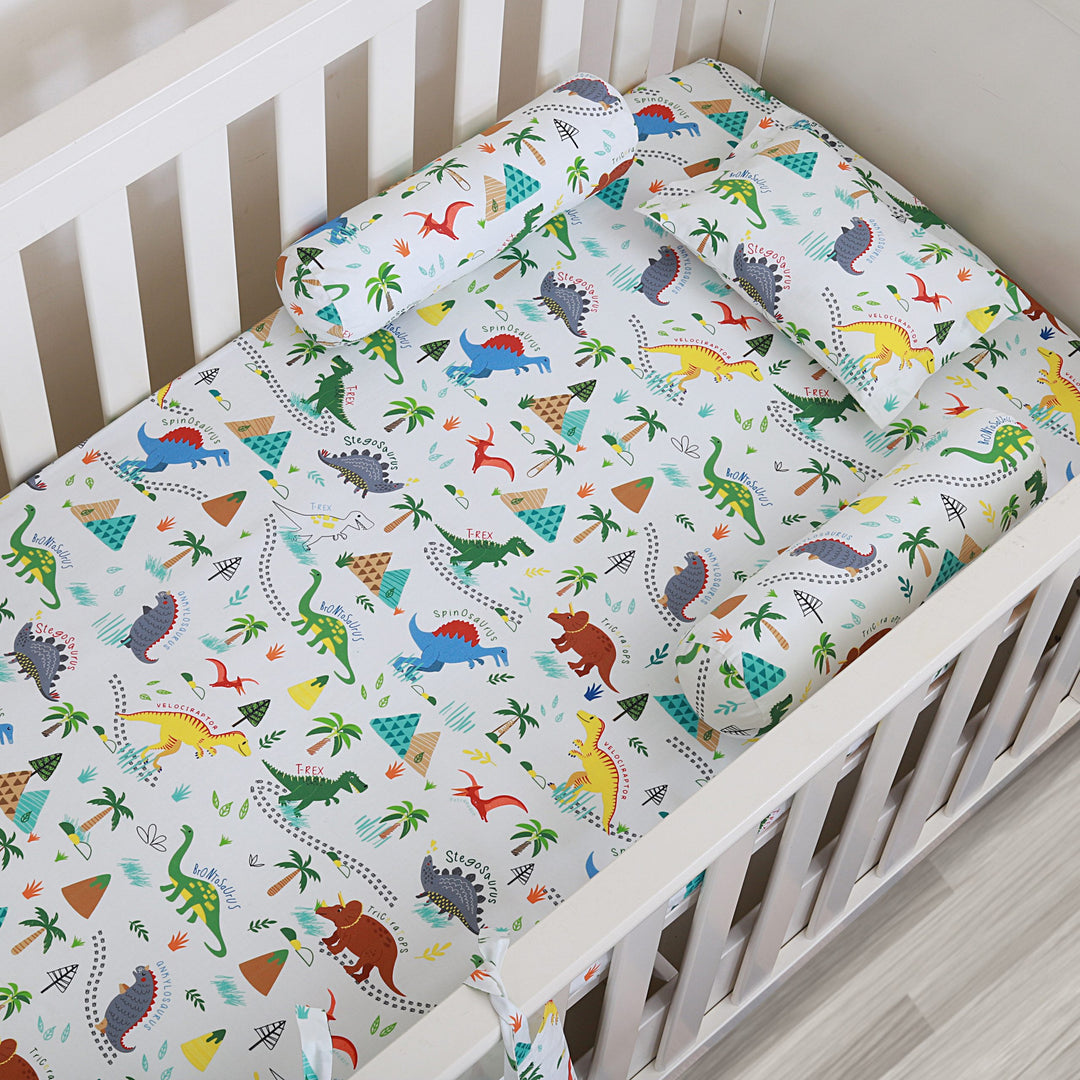 Dinosaur Park Organic Cotton Fitted Sheet