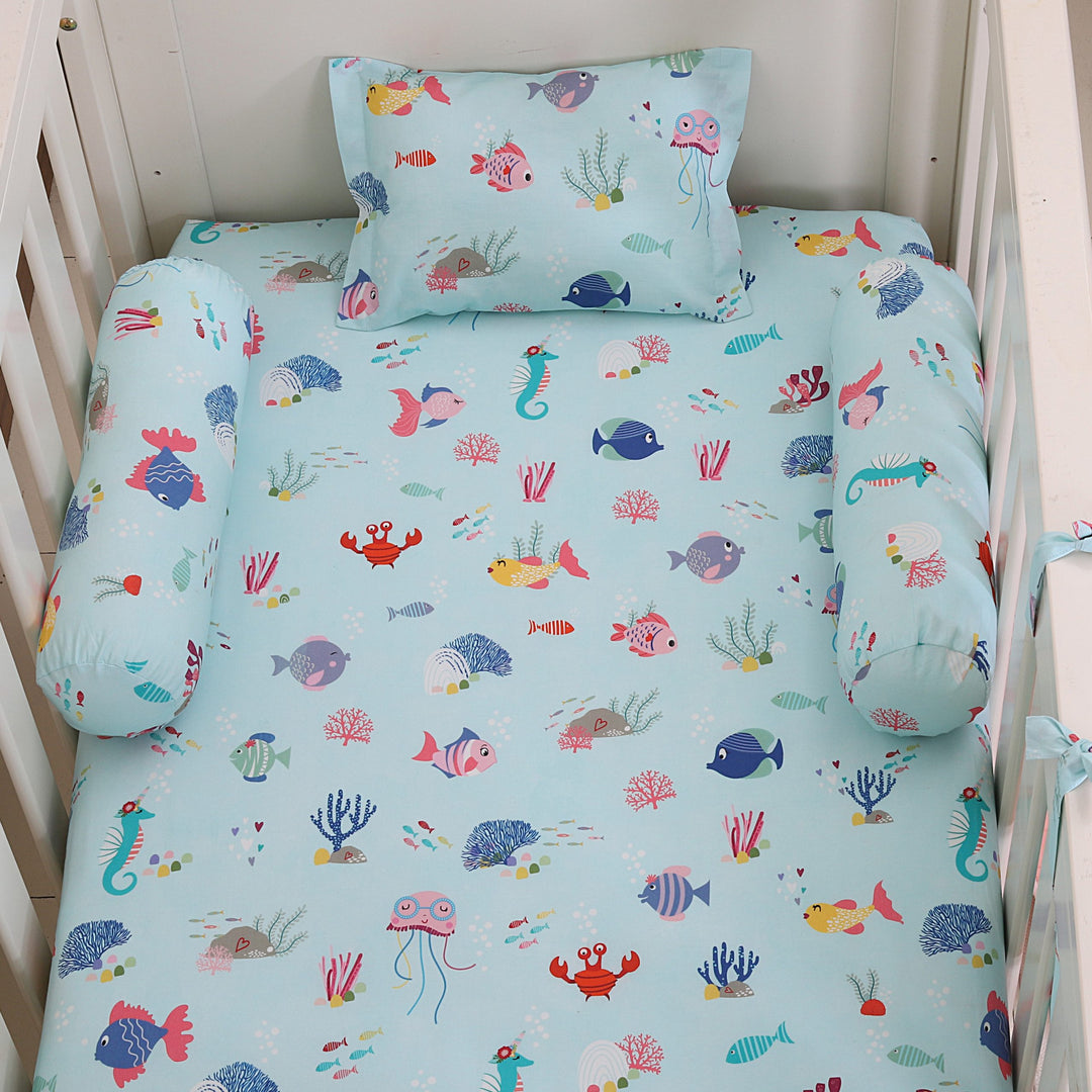 Mermaid Tea Party Organic Cotton Fitted Sheet