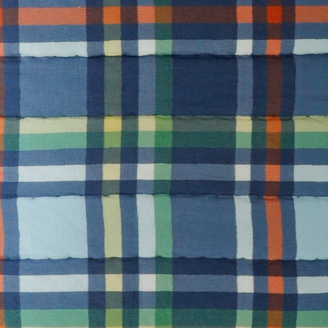 Blue Checkered Organic Cotton Quilted Pillow