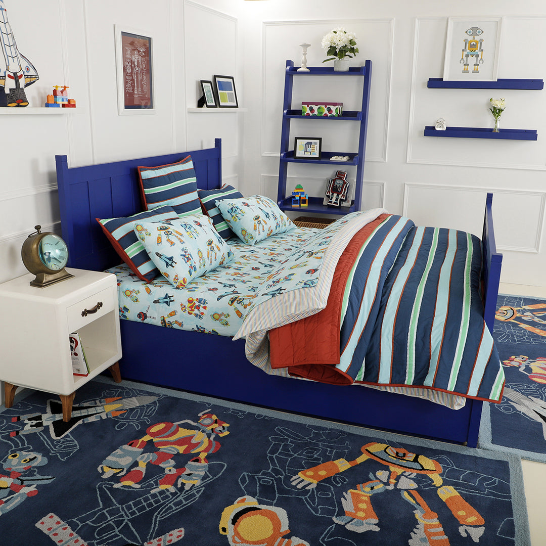 Robots Rug Ensemble for Boys Bedroom Decor
