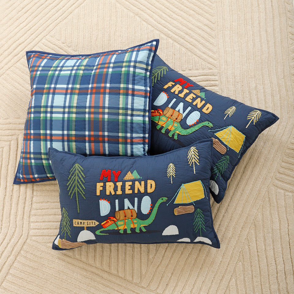 Dinosaur Park Organic Cotton Quilted Pillow