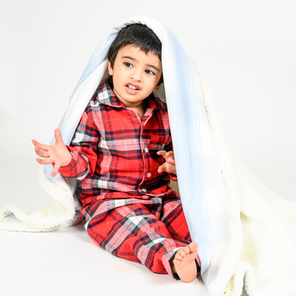 Baby Blue Plaid Sherpa Blanket