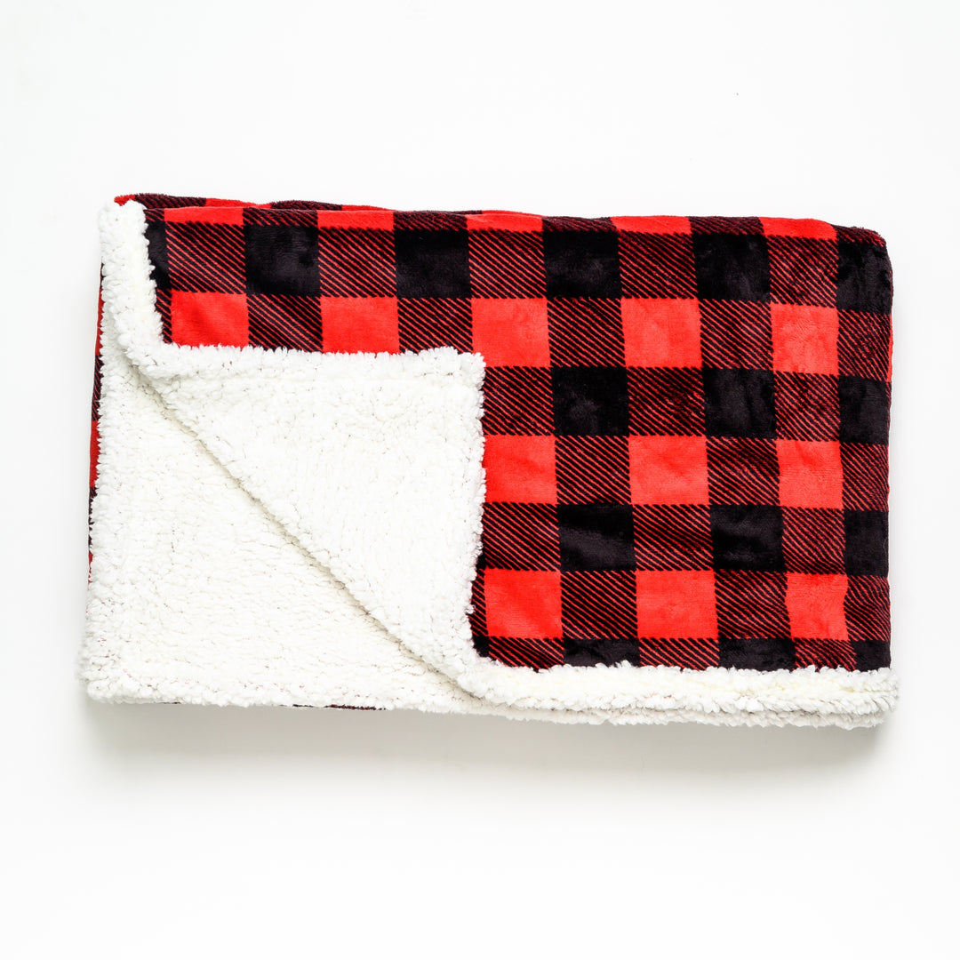 Red & Black Check Sherpa Blanket