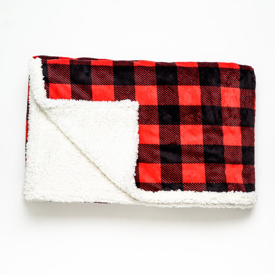 Red & Black Check Sherpa Blanket