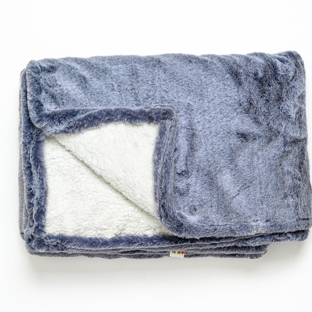 Castle Blue Luxe Fur Blanket