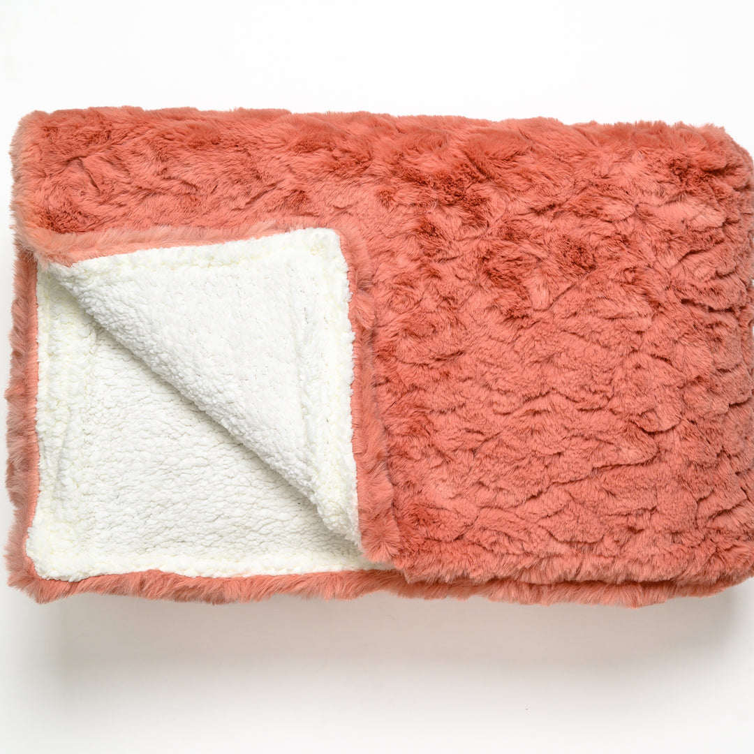 Blush Peach Luxe Fur Blanket