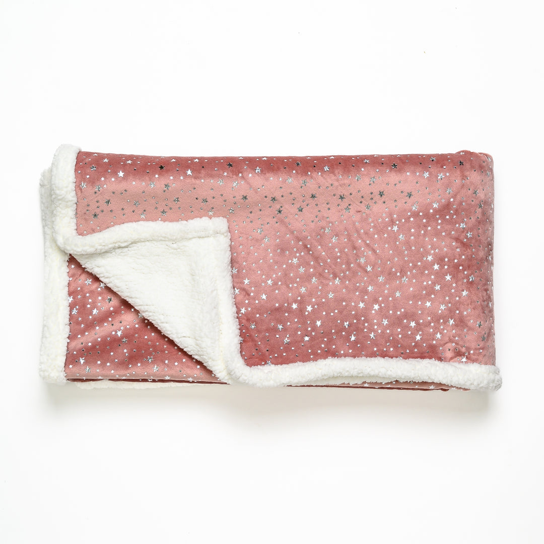 Silver Star Blush Fleece Sherpa Blanket