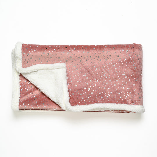 Silver Star Blush Fleece Sherpa Blanket