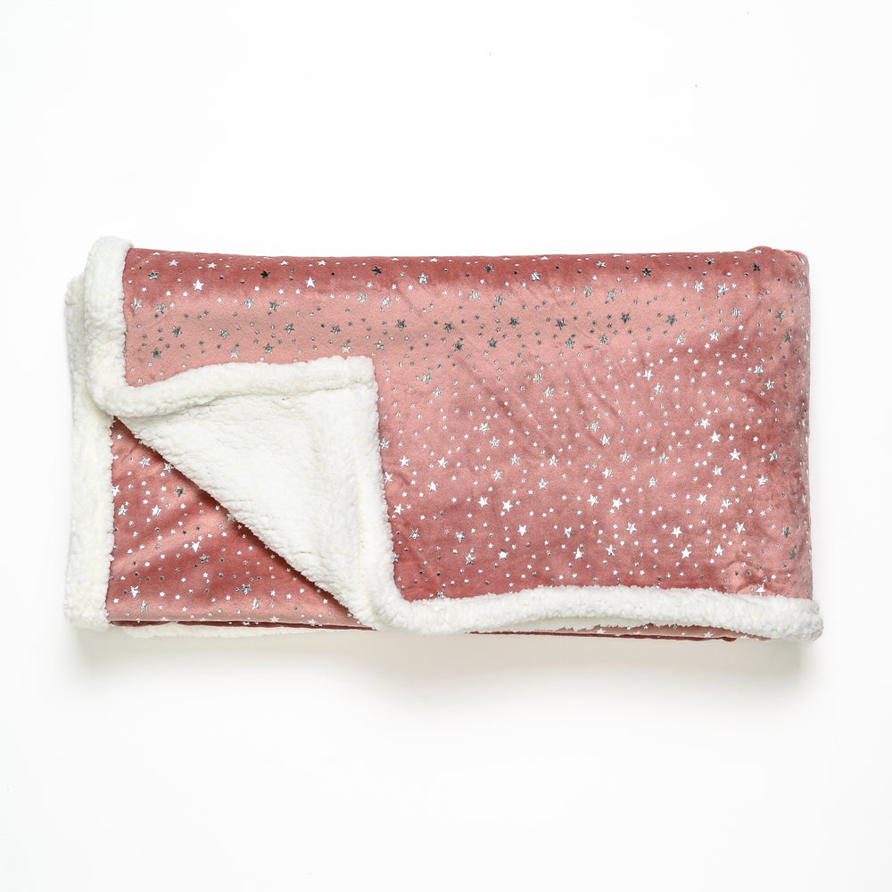 Silver Star Blush Fleece Sherpa Blanket