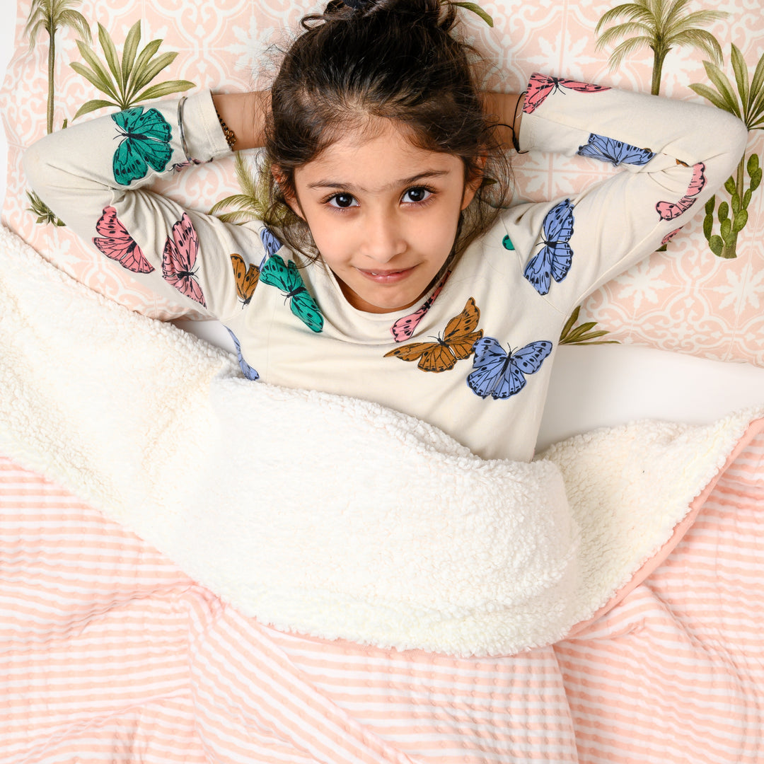 Sage Green Knit Quilted Blanket with Sherpa