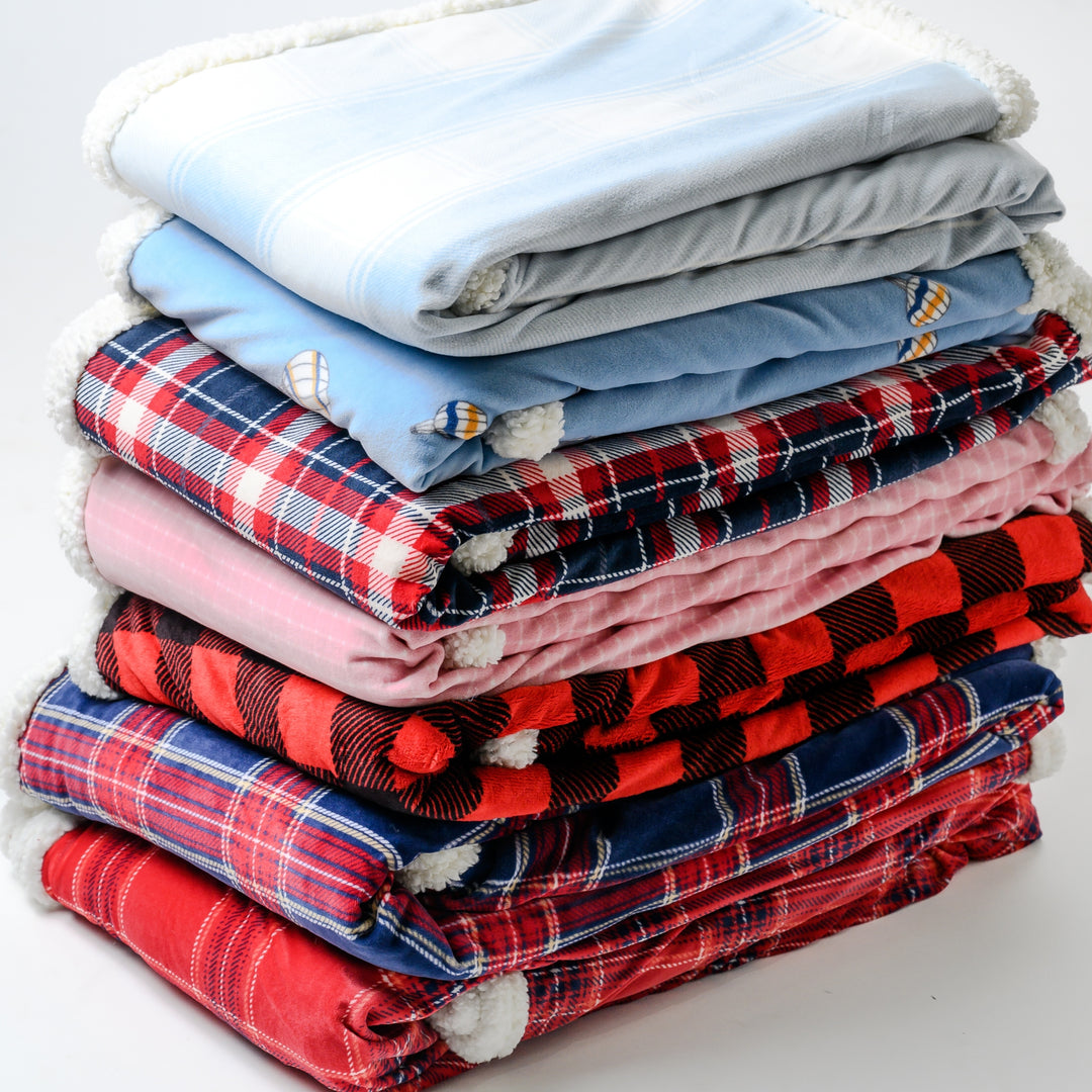 Red Plaids Sherpa Blanket