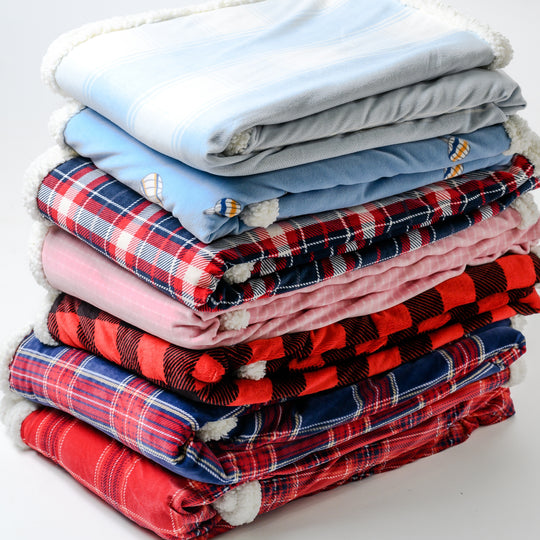 Red Plaids Sherpa Blanket