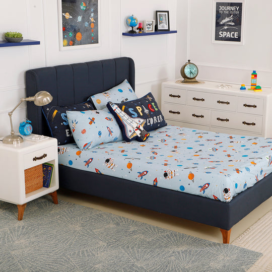 Space Adventure Cotton Organic Cotton Bedsheet for Boys