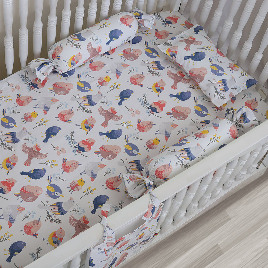 Chirpy Birds Pillow, Bolster & Diaper Pouch Set