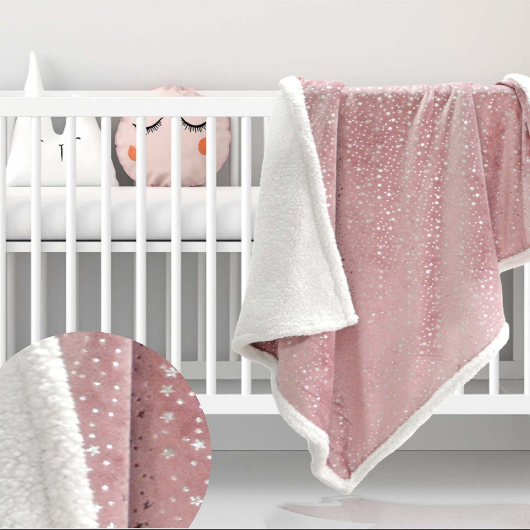 Silver Star Blush Fleece Sherpa Blanket
