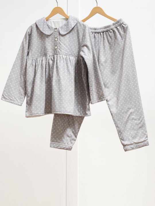 Polka Dots Grey Winter Nightsuit