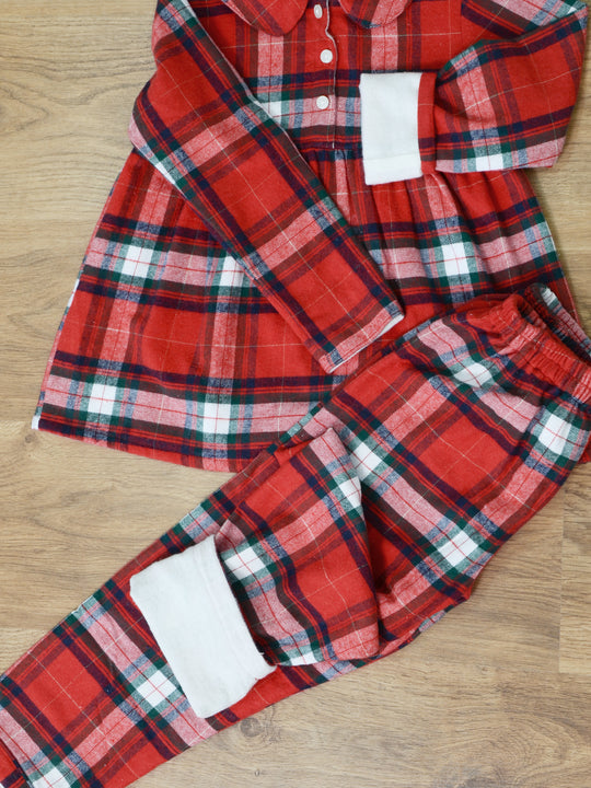 Scotland Red Girl's Winter Nightsuit