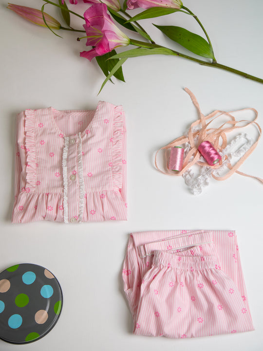 Daffodil Stripe Cotton Nightsuit