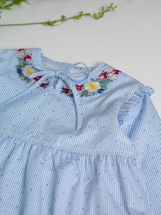 True Blue Polka Cotton Nightsuit