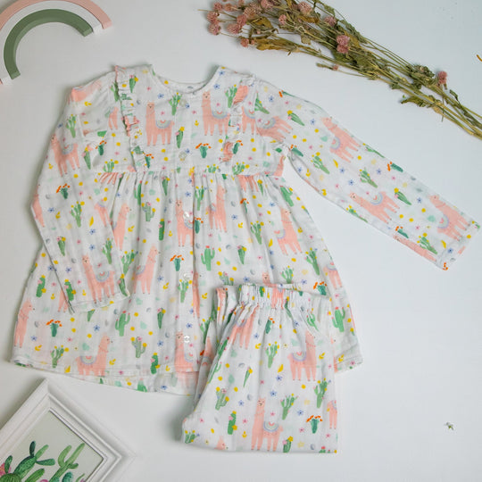 Llama Love Organic Muslin Nightsuit