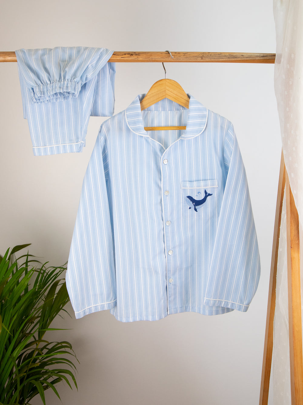 Summer Blue Stripe Cotton Nightsuit