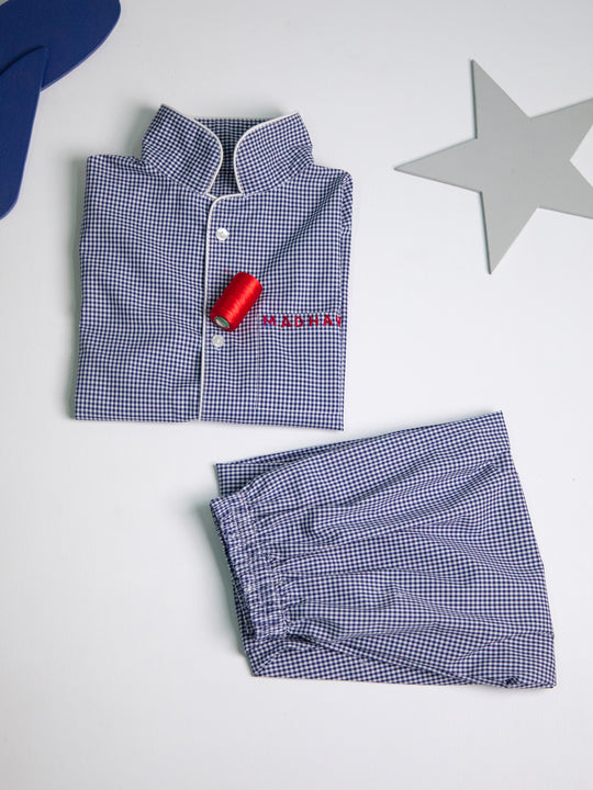 Naval Blue Ghingham Cotton Nightsuit