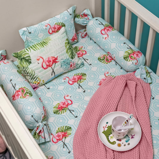 Dancing with the Flamingos Organic Cotton Fitted Sheet