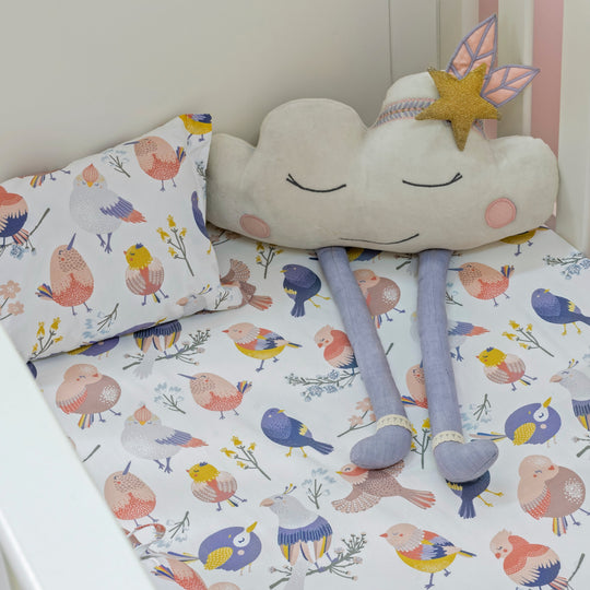Chirpy Birds Organic Cotton Fitted Sheet