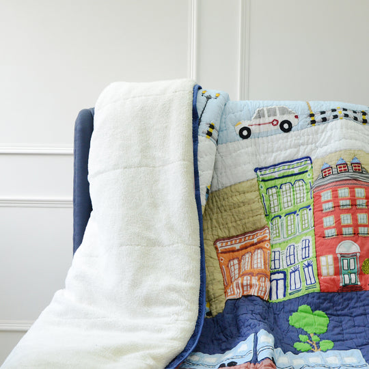 Little Engines Transport Organic Cotton Cot Quilt