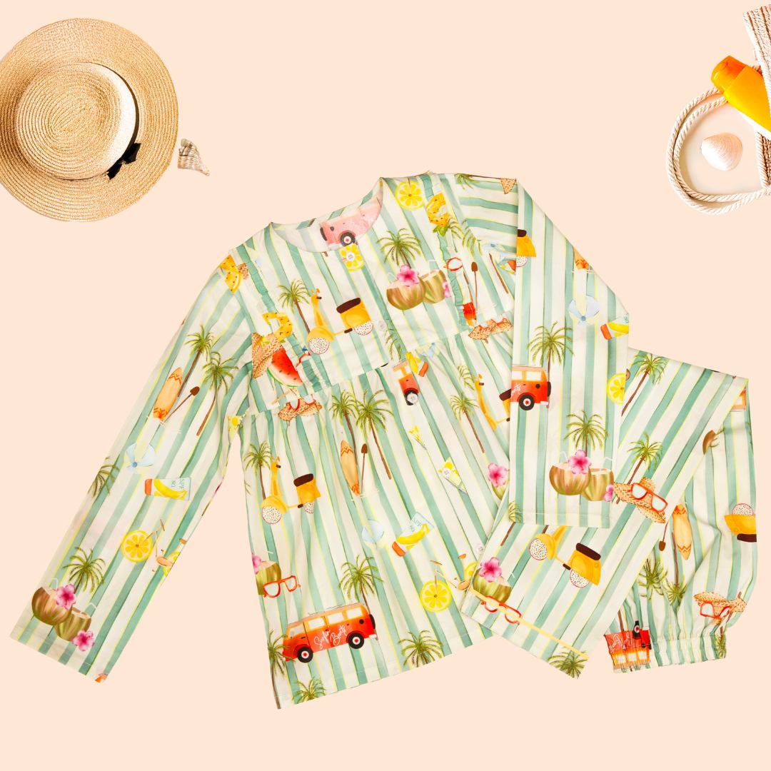 Beachy Sunsets Organic Cotton Nightsuit - Girls