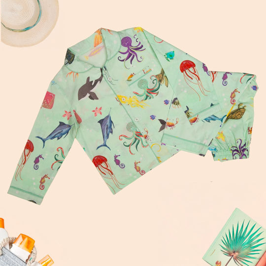 Aquatic Summersaults Organic Cotton Nightsuit - Boys