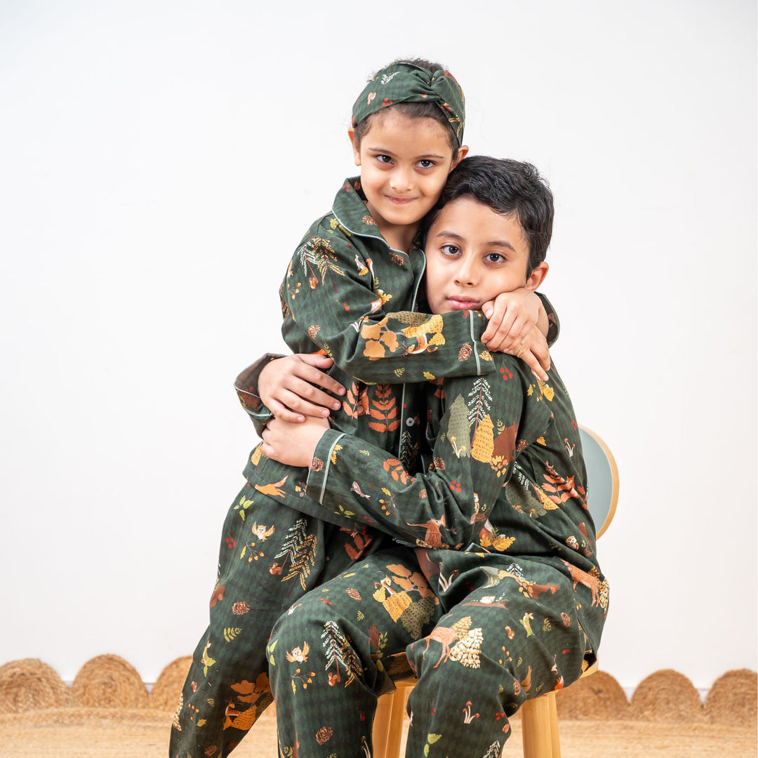 Woodland Wonderland Winter Cotton Nightsuit- Boys