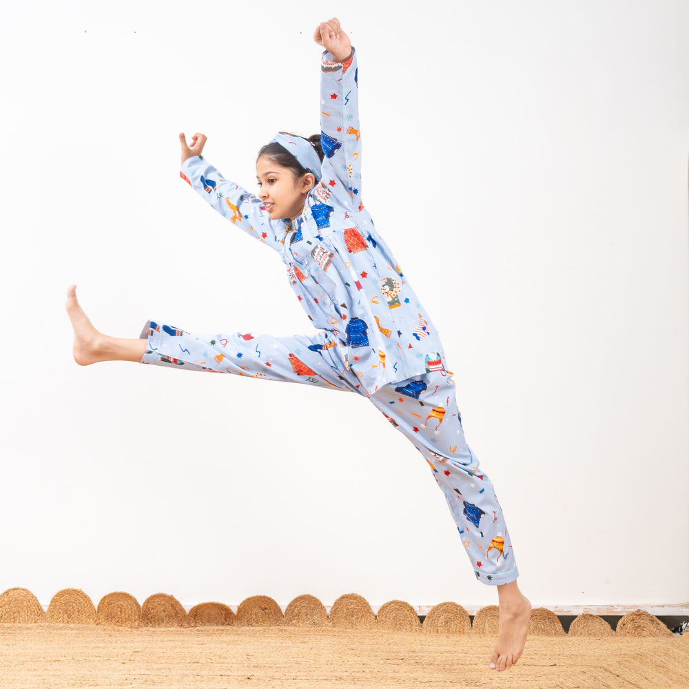 Knits & Giggles Winter Cotton Nightsuit Girls