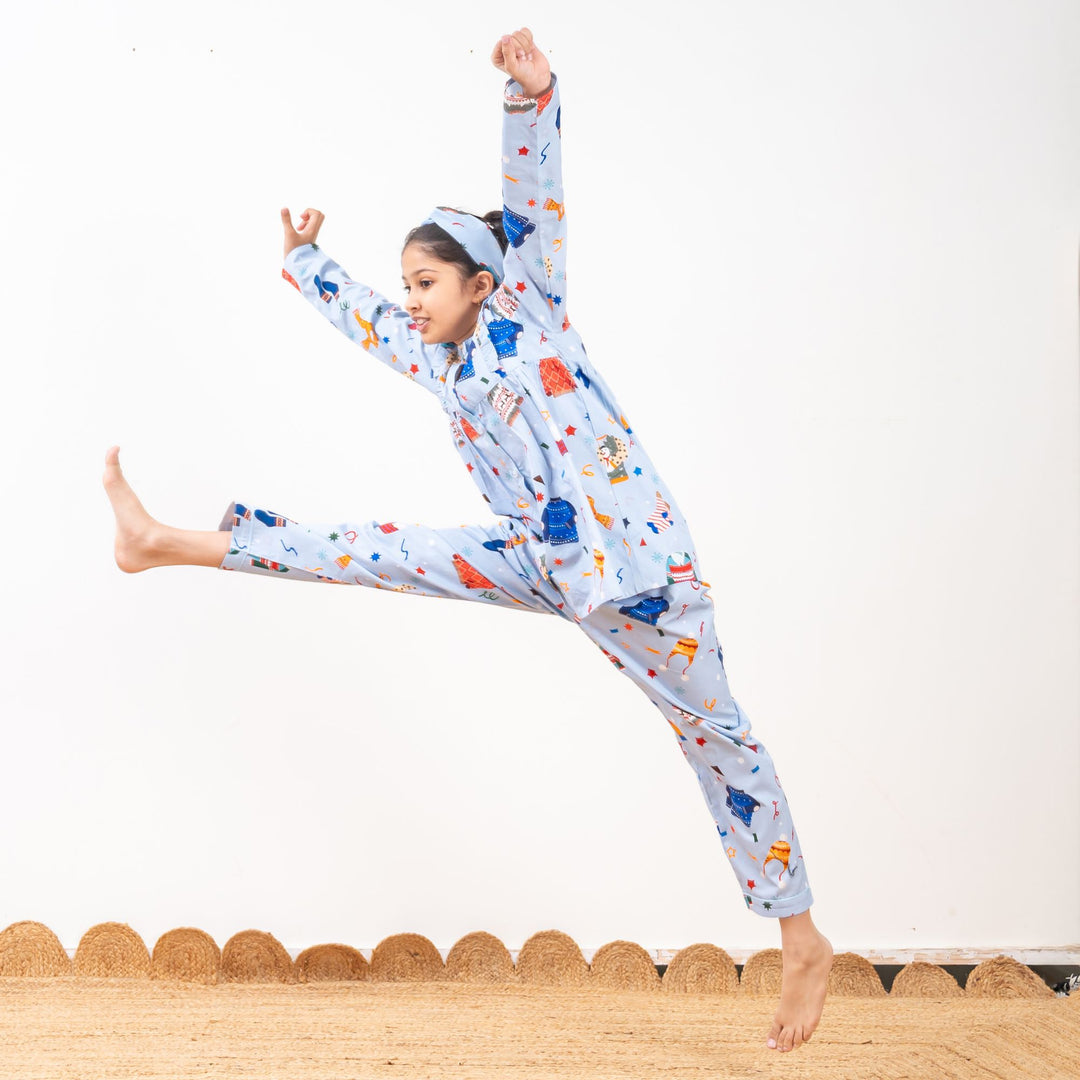 Knits & Giggles Winter Cotton Nightsuit Girls